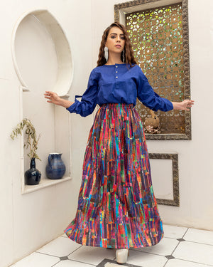 Dark Shade QY-331 Printed Skirt Set Qasim Yaqoob Pakistan