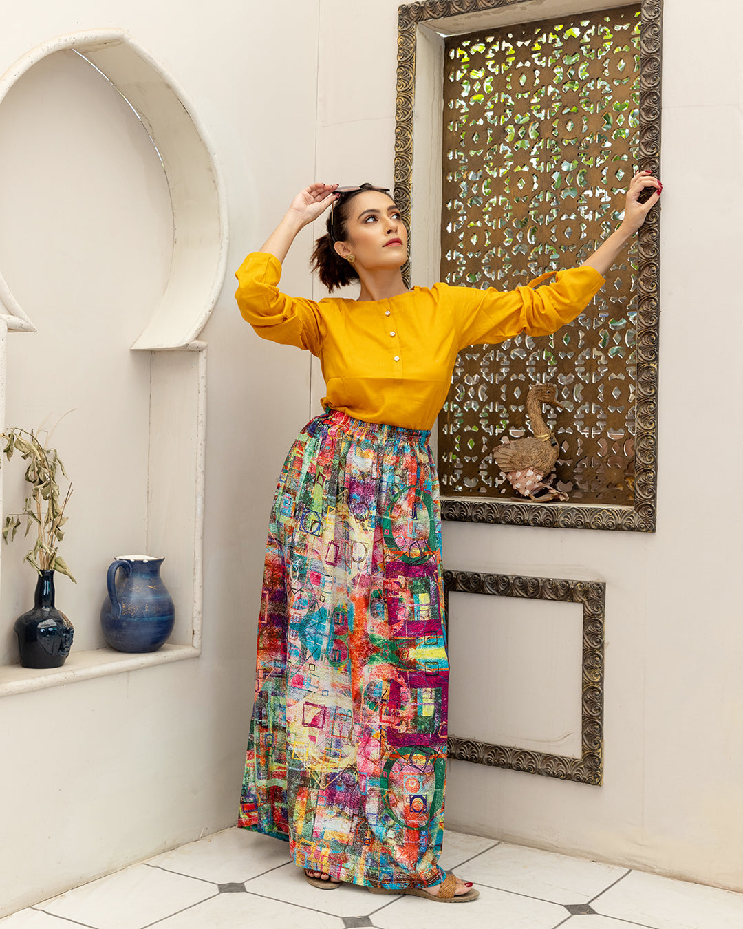 Qasim Yaqoob Geometric Texture QY-314 Skirt Pakistan