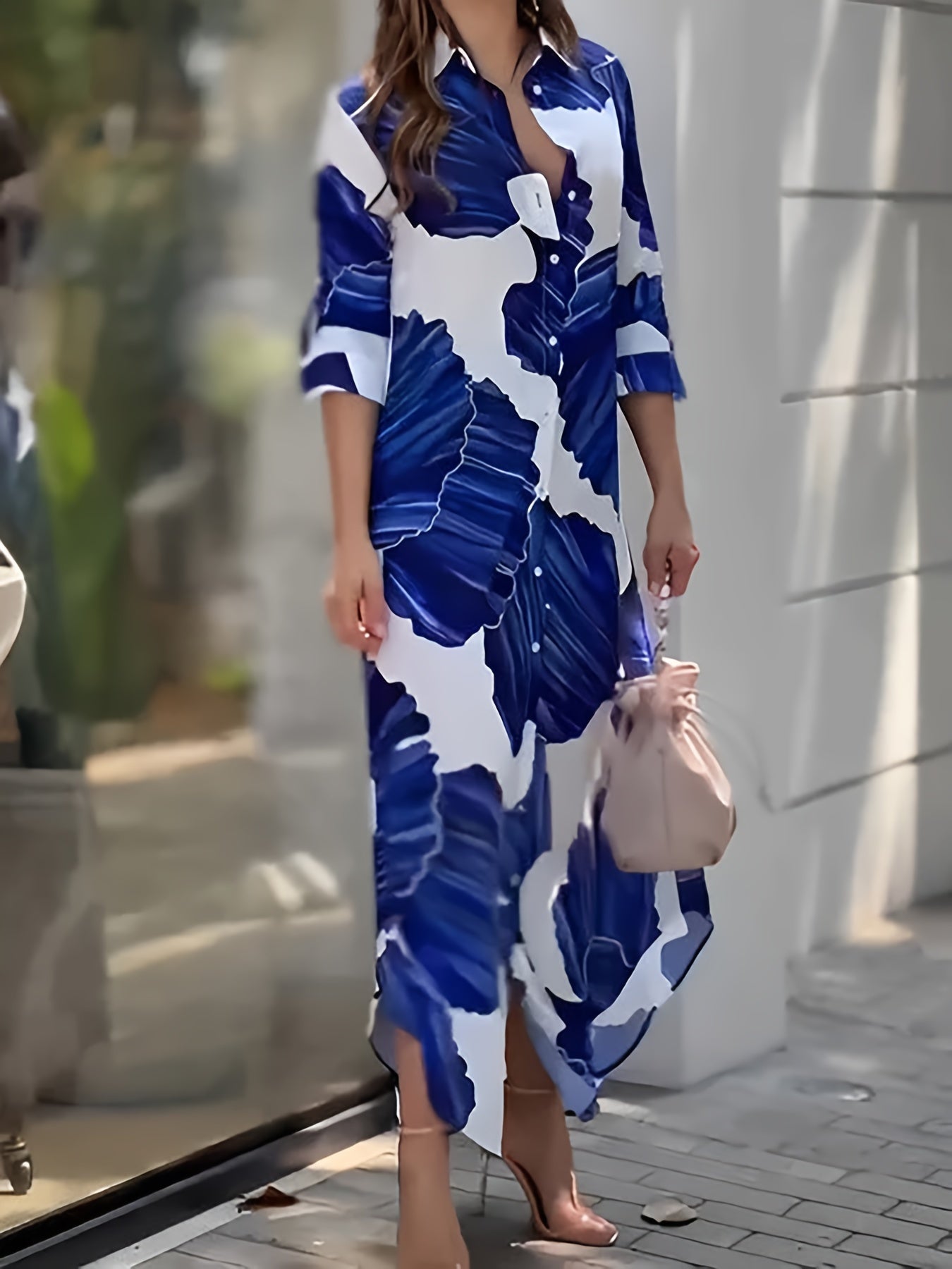 Abstract Print Button Front Maxi