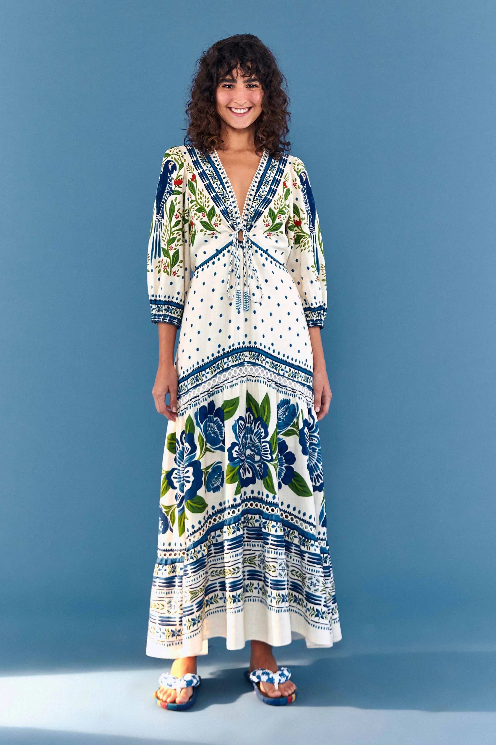 Ocean Bloom Boho Silk Maxi