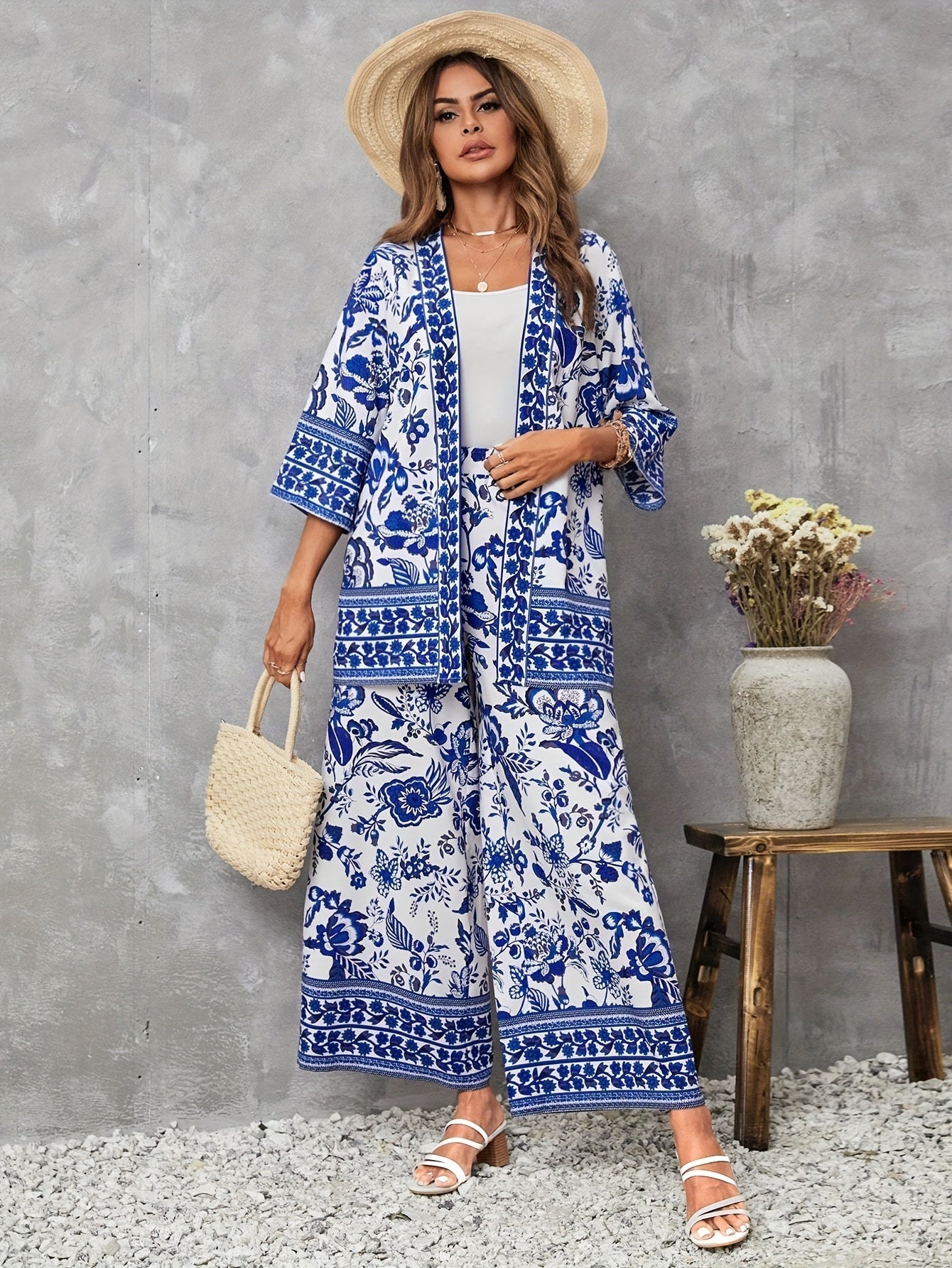 Floral Print Matching three-piece Set