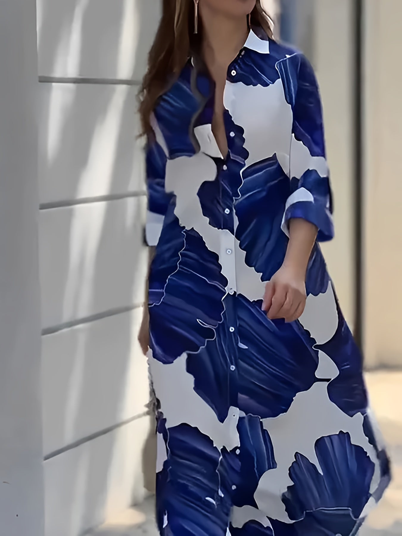 Abstract Print Button Front Maxi