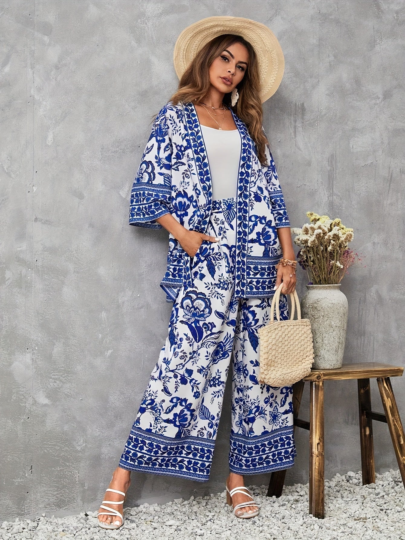 Floral Print Matching three-piece Set