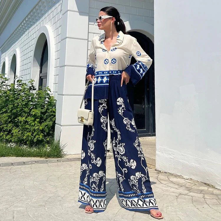 Vacation Vintage Print Co-ord Set