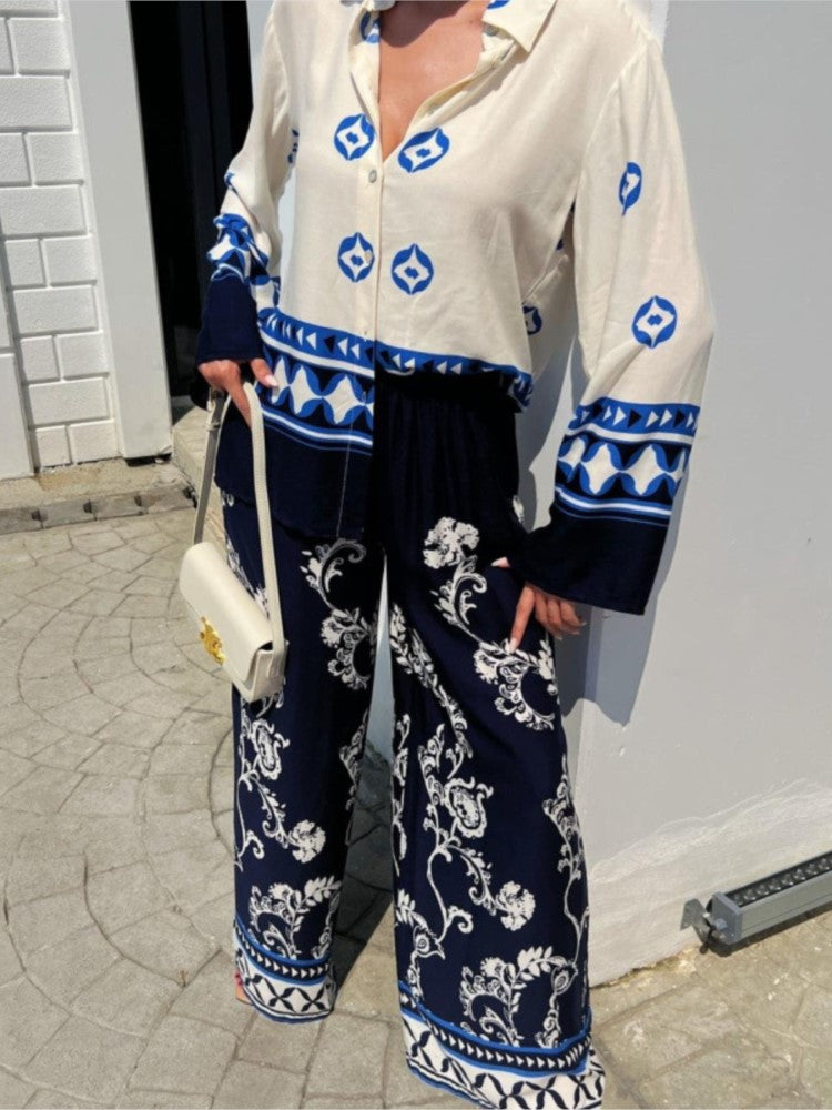 Vacation Vintage Print Co-ord Set