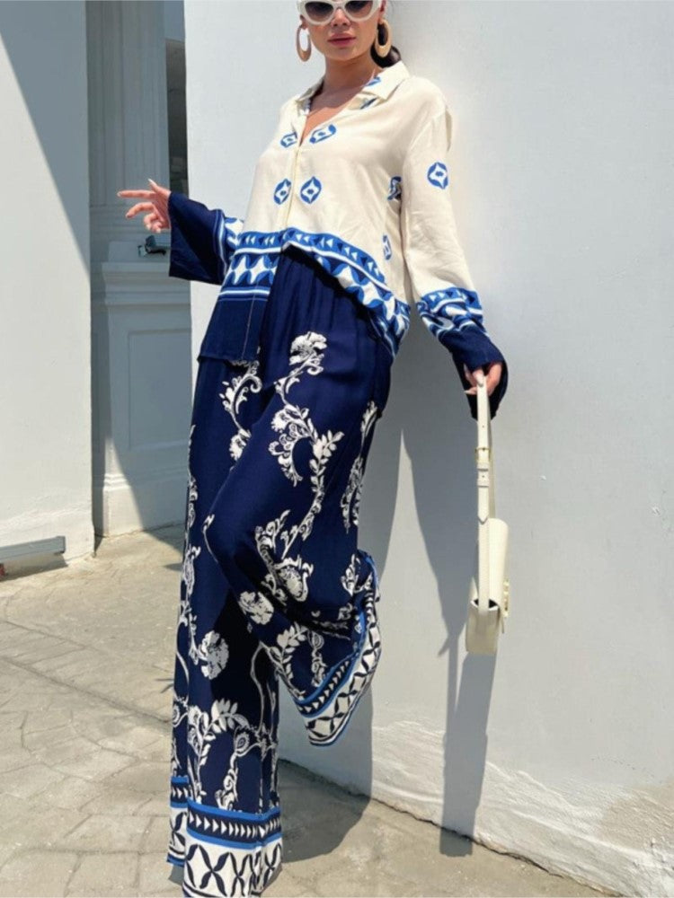 Vacation Vintage Print Co-ord Set