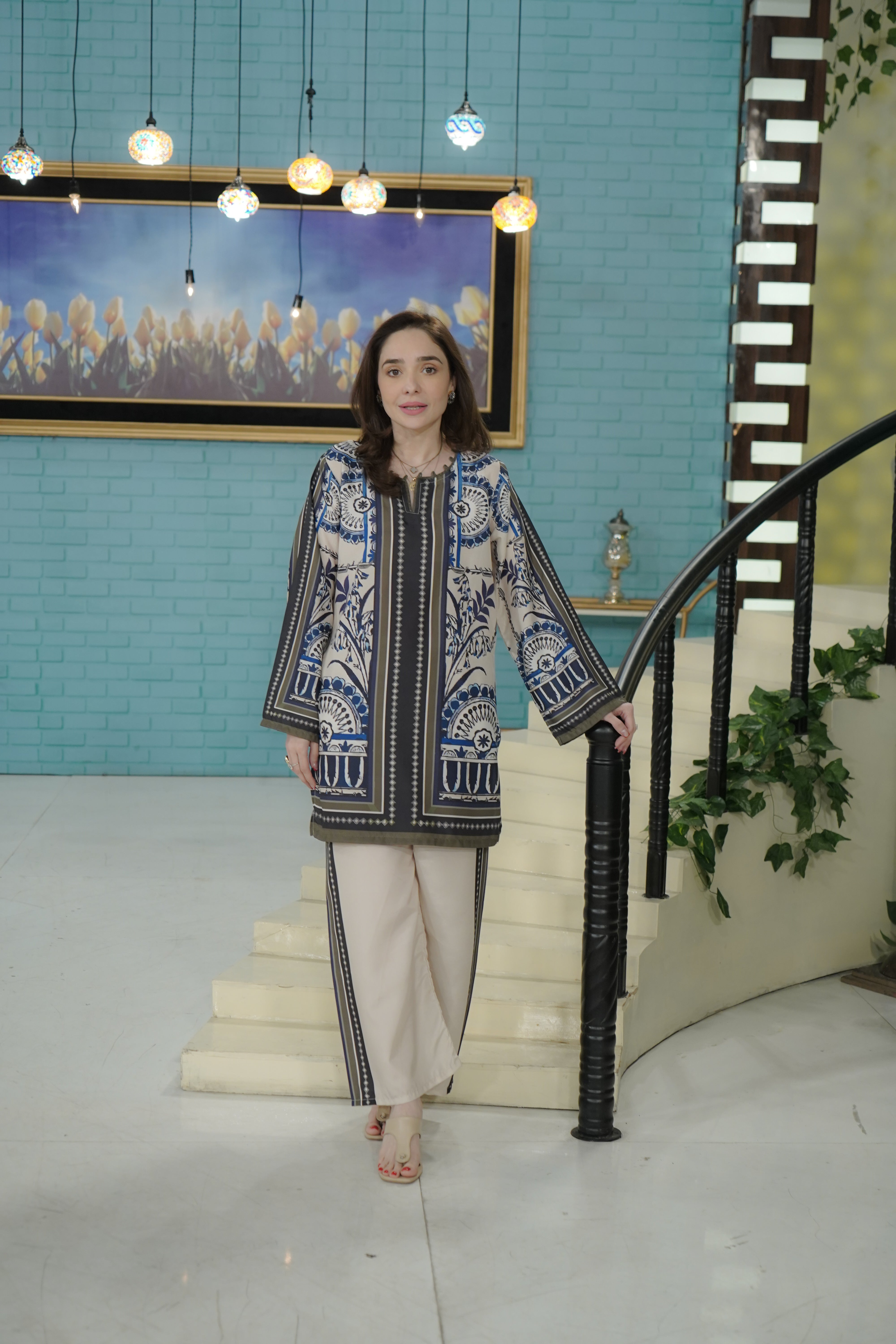 JUGGUN Azure Heritage Civic Lawn 2-Piece Suit by Qasim Yaqoob