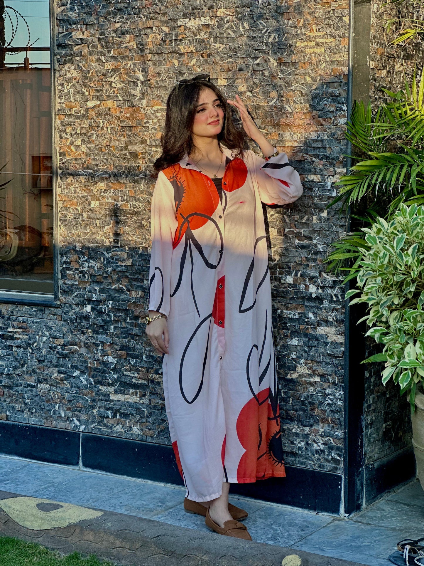 Floral Print Button Front Maxi