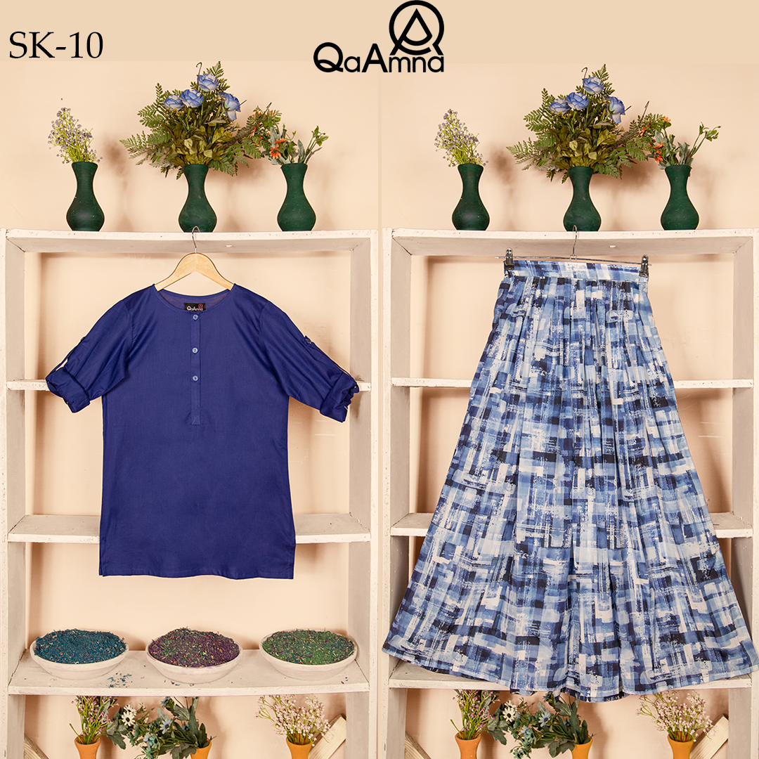 SK-10 Color Cross Stitch Silk Skirt Qasim Yaqoob Pakistan