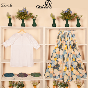 SK-16 Geometric Shape Silk Skirt Set Qasim Yaqoob Pakistan