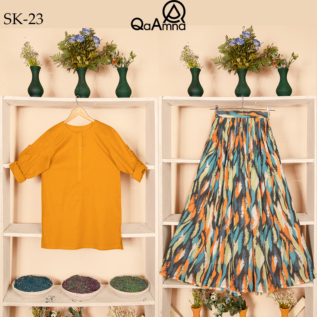 SK-23 Multi Wings Silk Skirt Set Qasim Yaqoob Pakistan