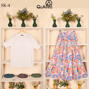 SK-4 Multi Crucial Silk Skirt Set Qasim Yaqoob Pakistan