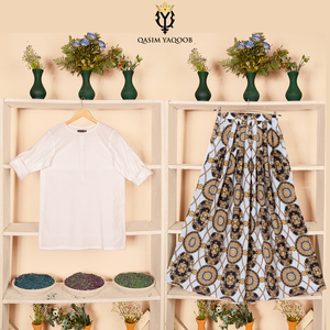 SK-58 Shirt and Skirt Set Qasim Yaqoob Pakistan