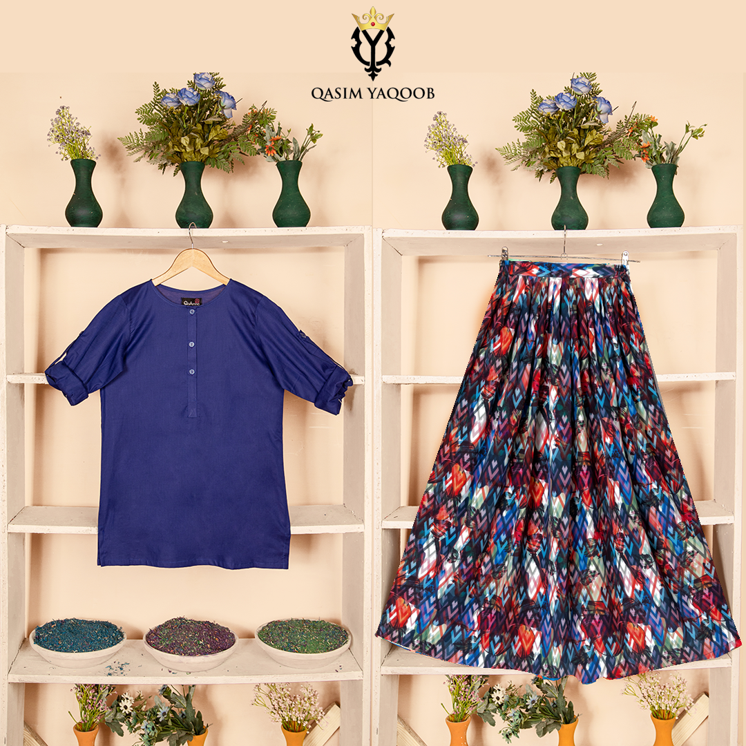 SK-59 Shirt and Skirt Set Qasim Yaqoob Pakistan