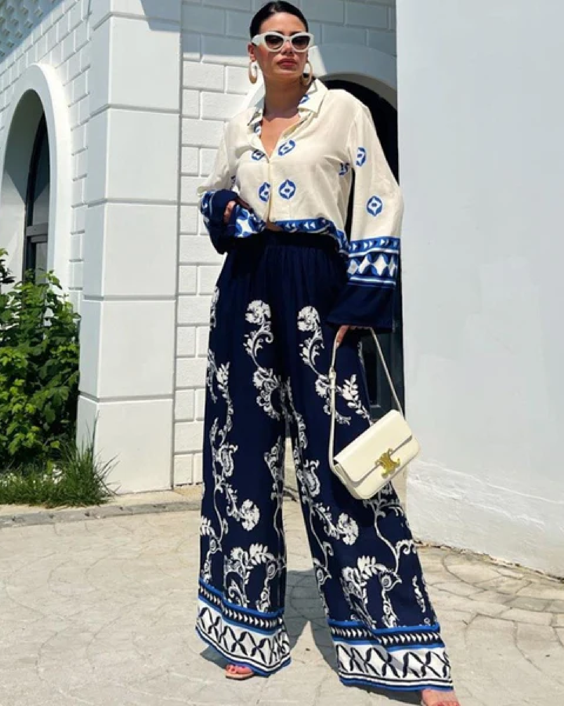 Vacation Vintage Print Co-ord Set