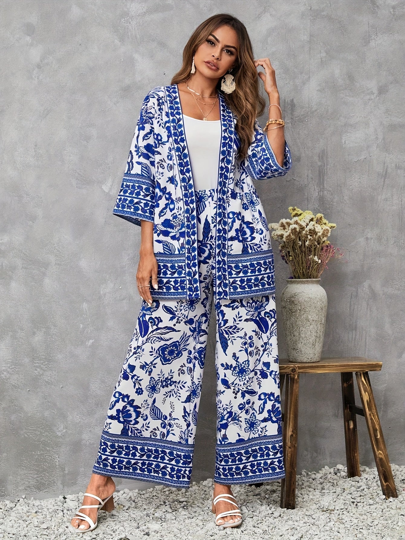 Floral Print Matching three-piece Set