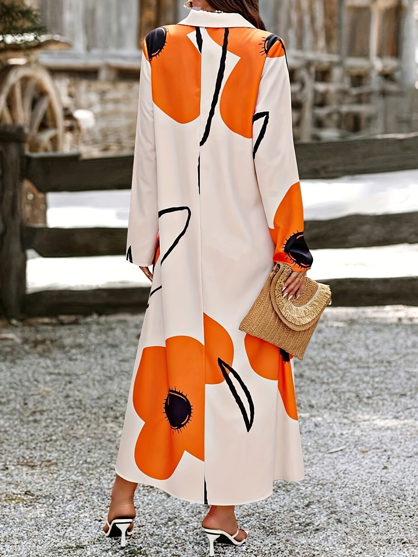 Floral Print Button Front Maxi