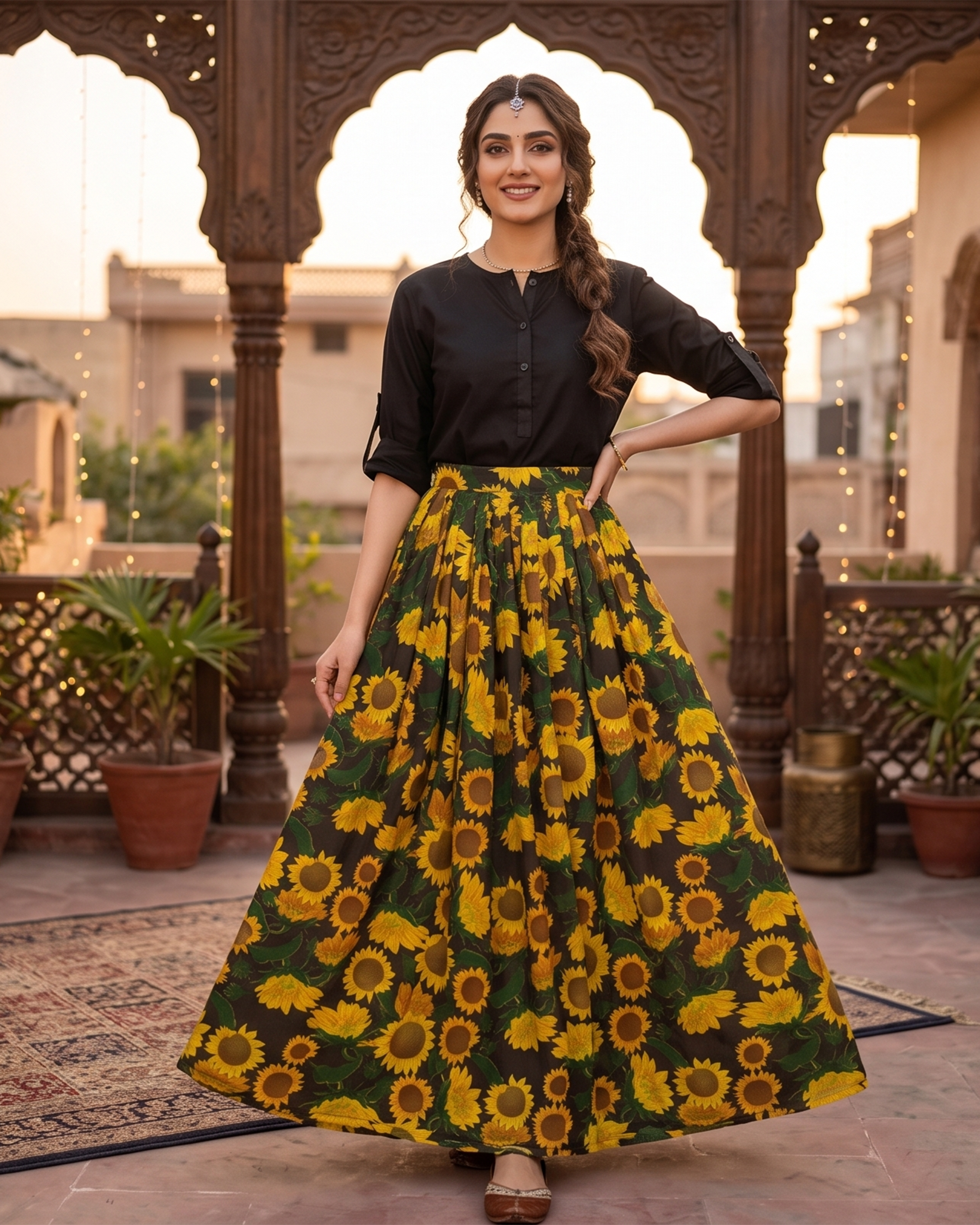Iconic Style SK-11 Printed Vogue Skirt Set by Qasim Yaqoob