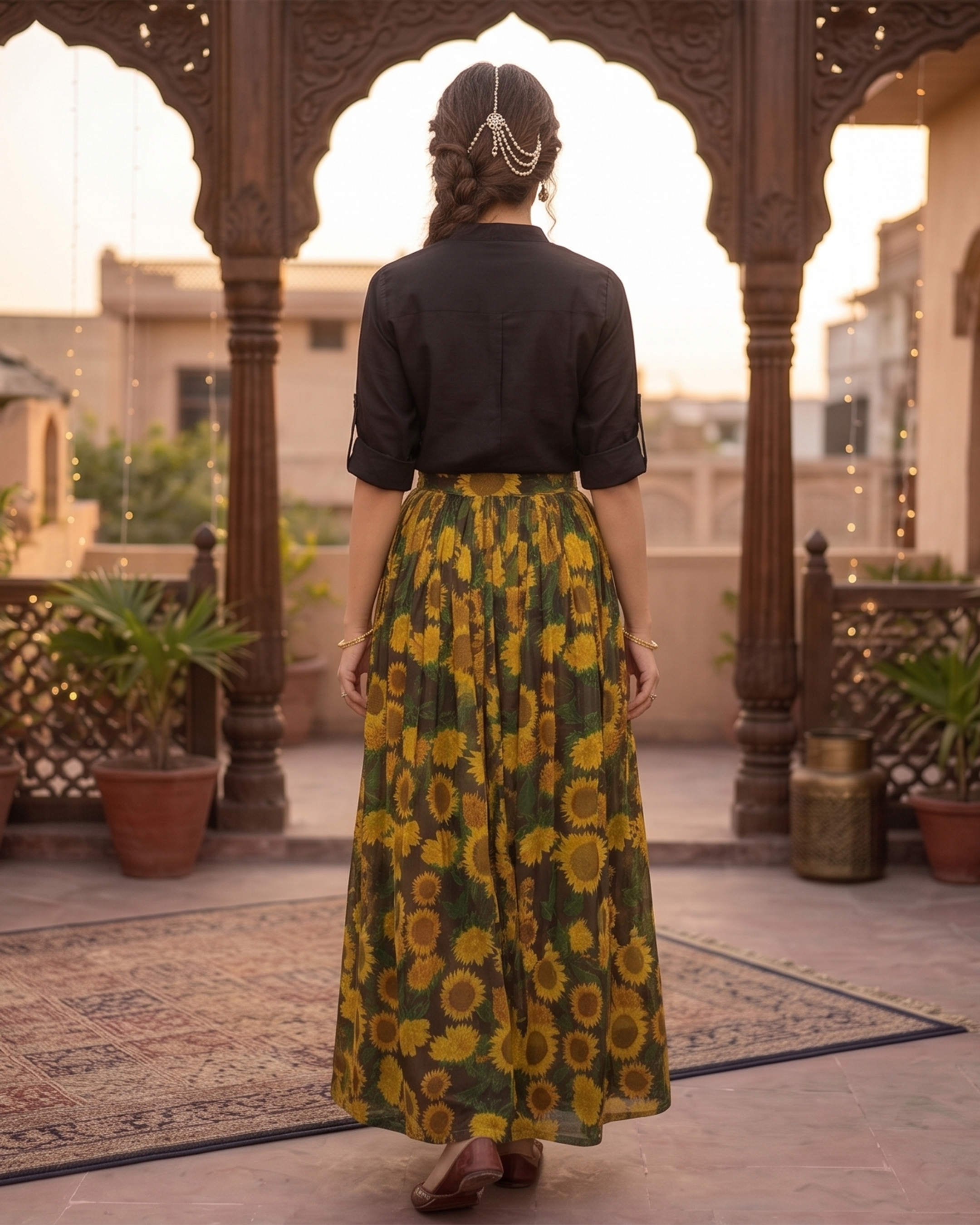 Iconic Style SK-11 Two-Piece Silk Skirt Qasim Yaqoob Pakistan