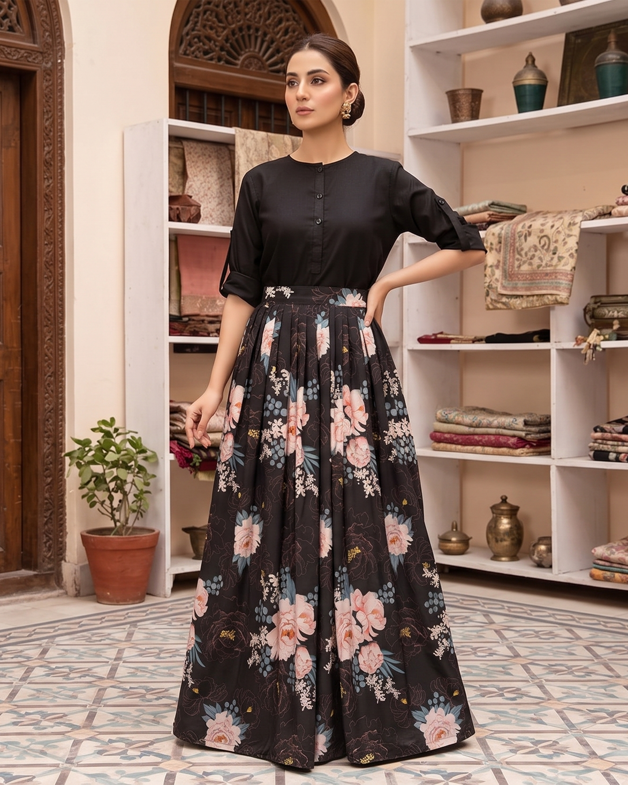 Iconic Style SK-12 Printed Vogue Skirt Set by Qasim Yaqoob Pakistan