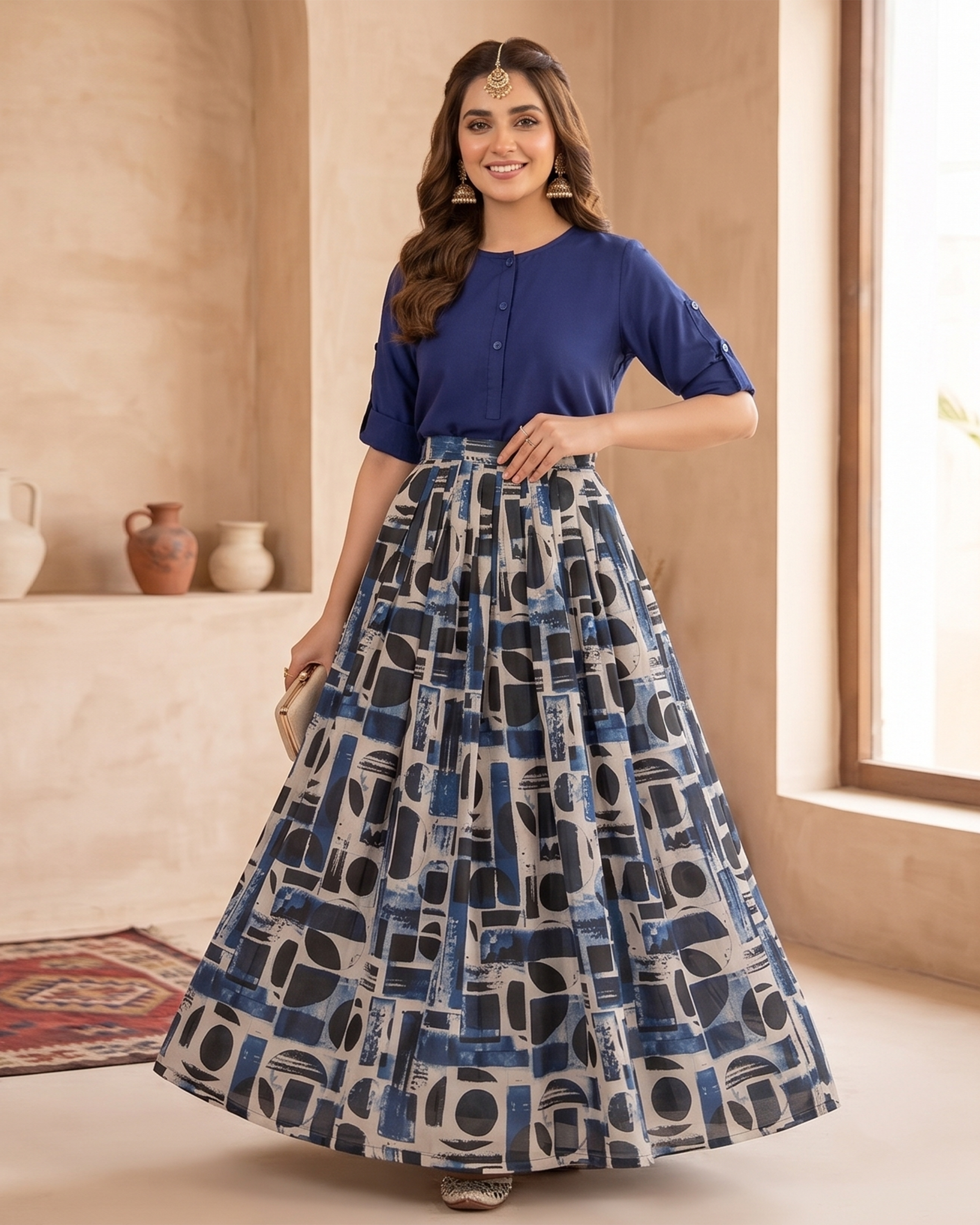 Iconic Style SK-26 Printed Vogue Skirt Set by Qasim Yaqoob
