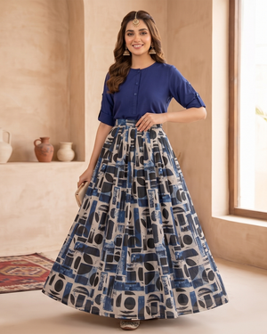 Iconic Style SK-26 Printed Vogue Skirt Set by Qasim Yaqoob