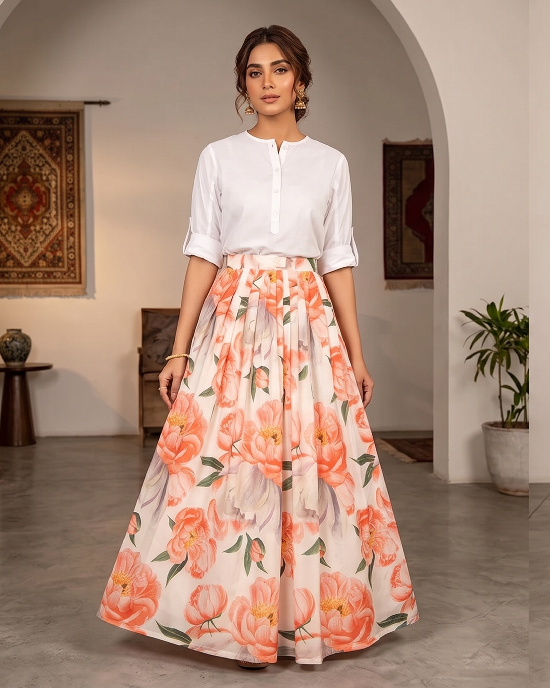 Iconic Style SK-29 Floral Vogue Skirt Set by Qasim Yaqoob Pakistan