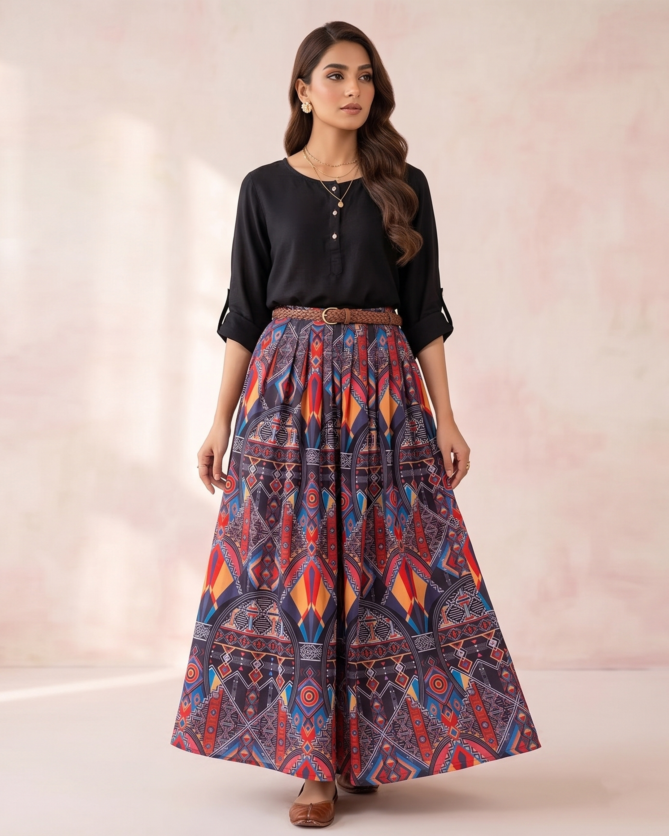 Iconic Style SK-37 Printed Vogue Skirt Set by Qasim Yaqoob