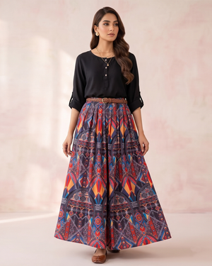 Iconic Style SK-37 Printed Vogue Skirt Set by Qasim Yaqoob