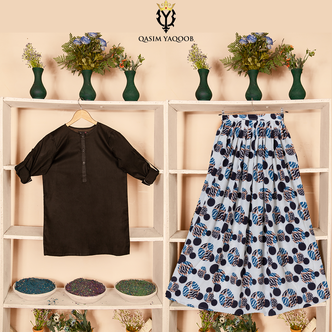 SK-57 Shirt and Skirt Set Qasim Yaqoob Pakistan