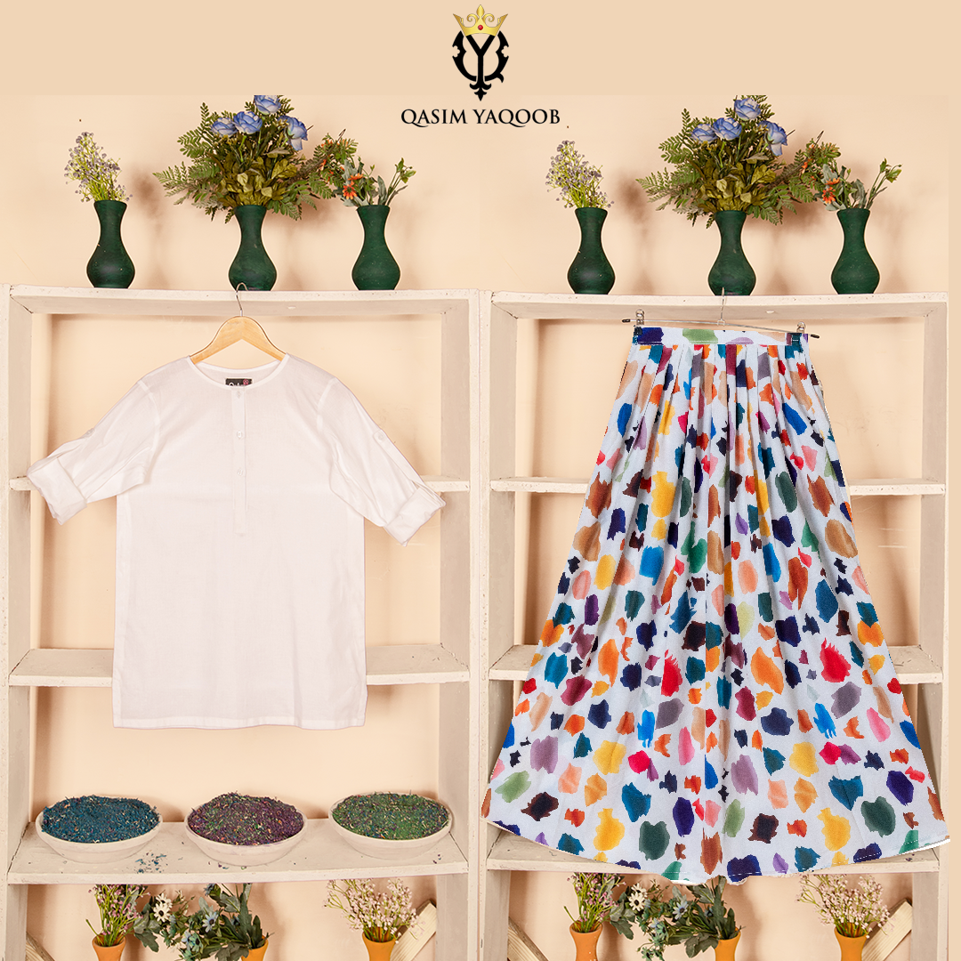 SK-67 Shirt and Skirt Set Qasim Yaqoob Pakistan
