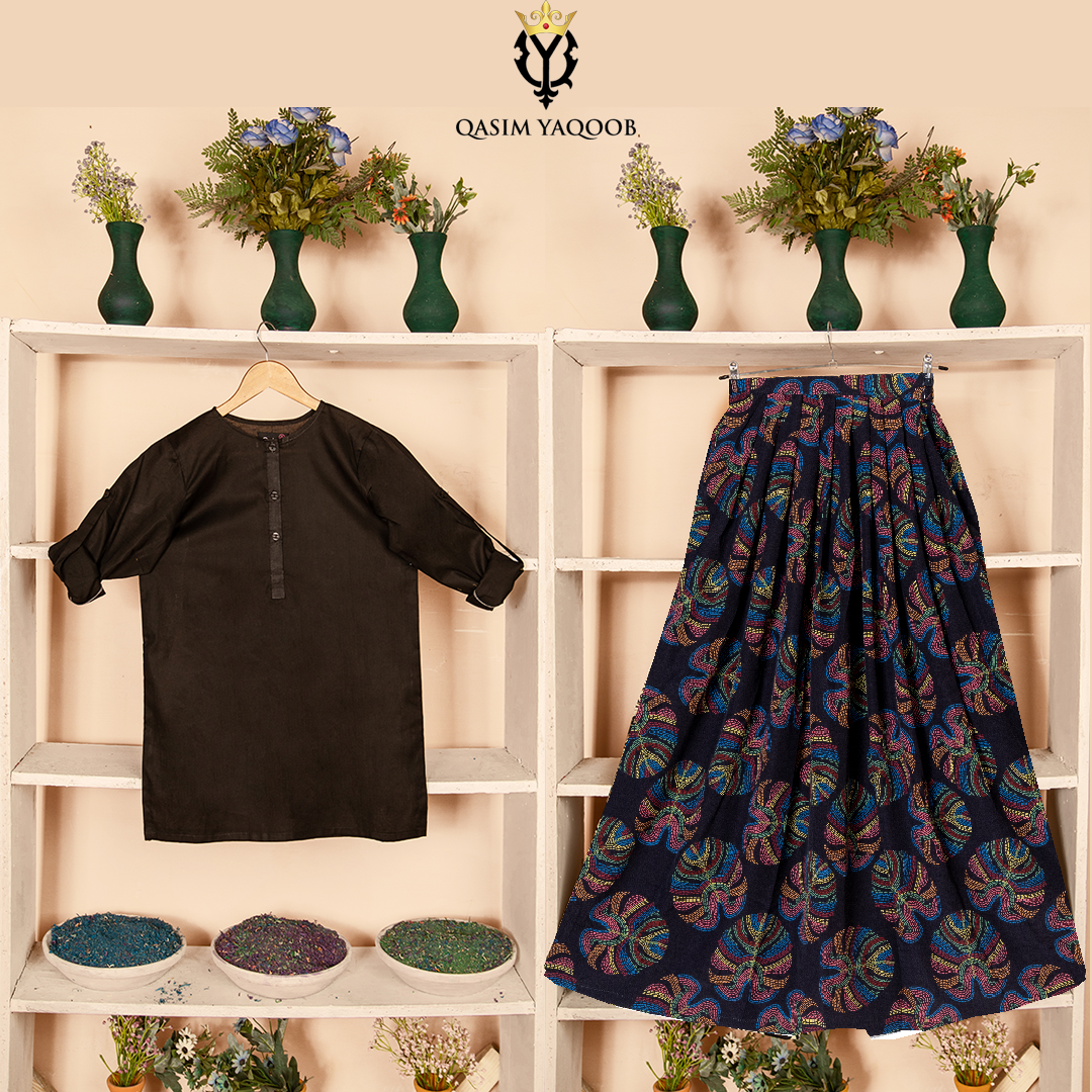 SK-68 Shirt and Skirt Set Qasim Yaqoob Pakistan