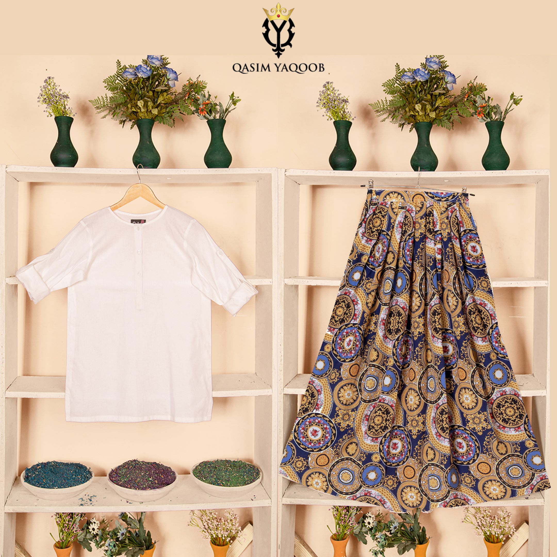 SK-69 Shirt and Skirt Set Qasim Yaqoob Pakistan