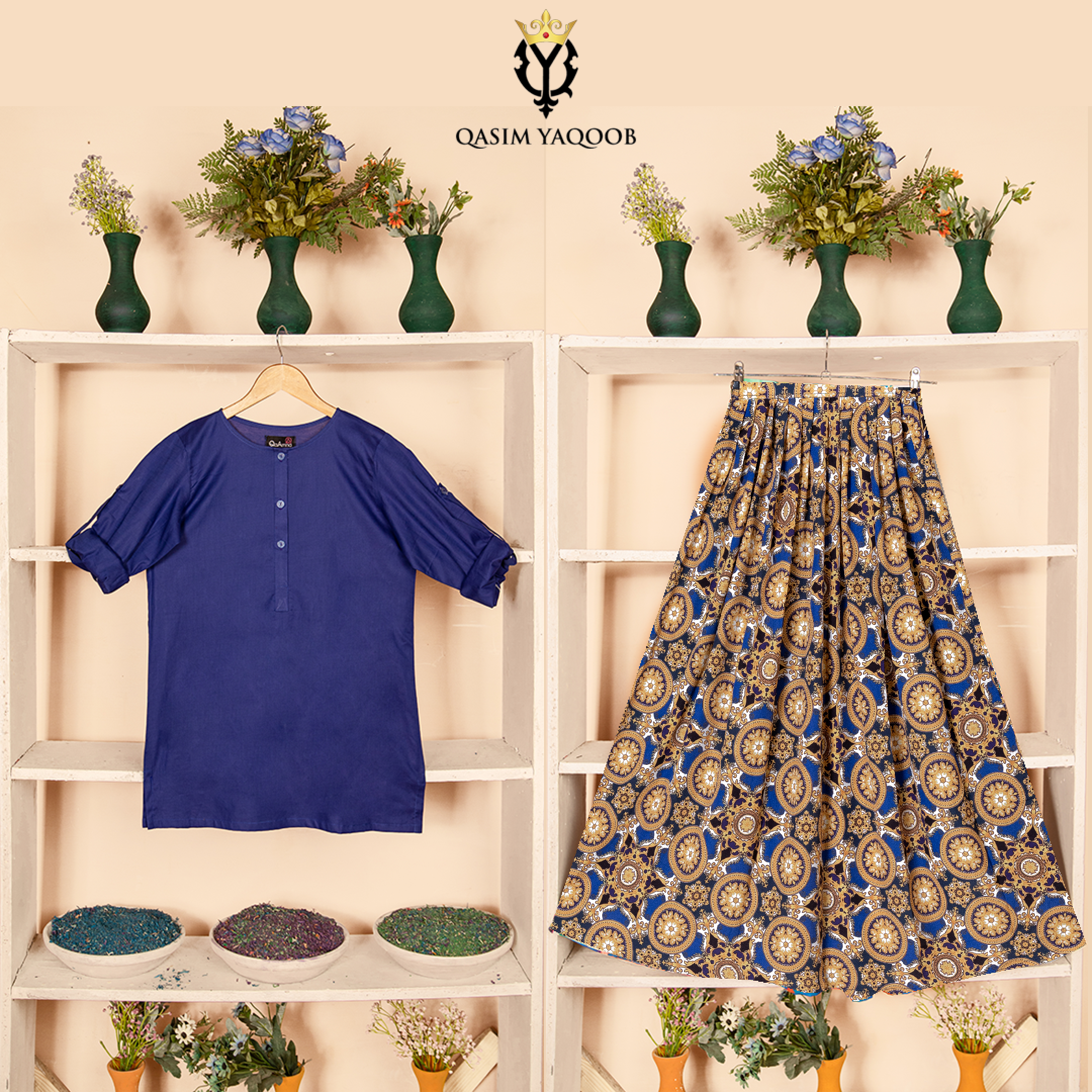 SK-71 Shirt and Skirt Set Qasim Yaqoob Pakistan