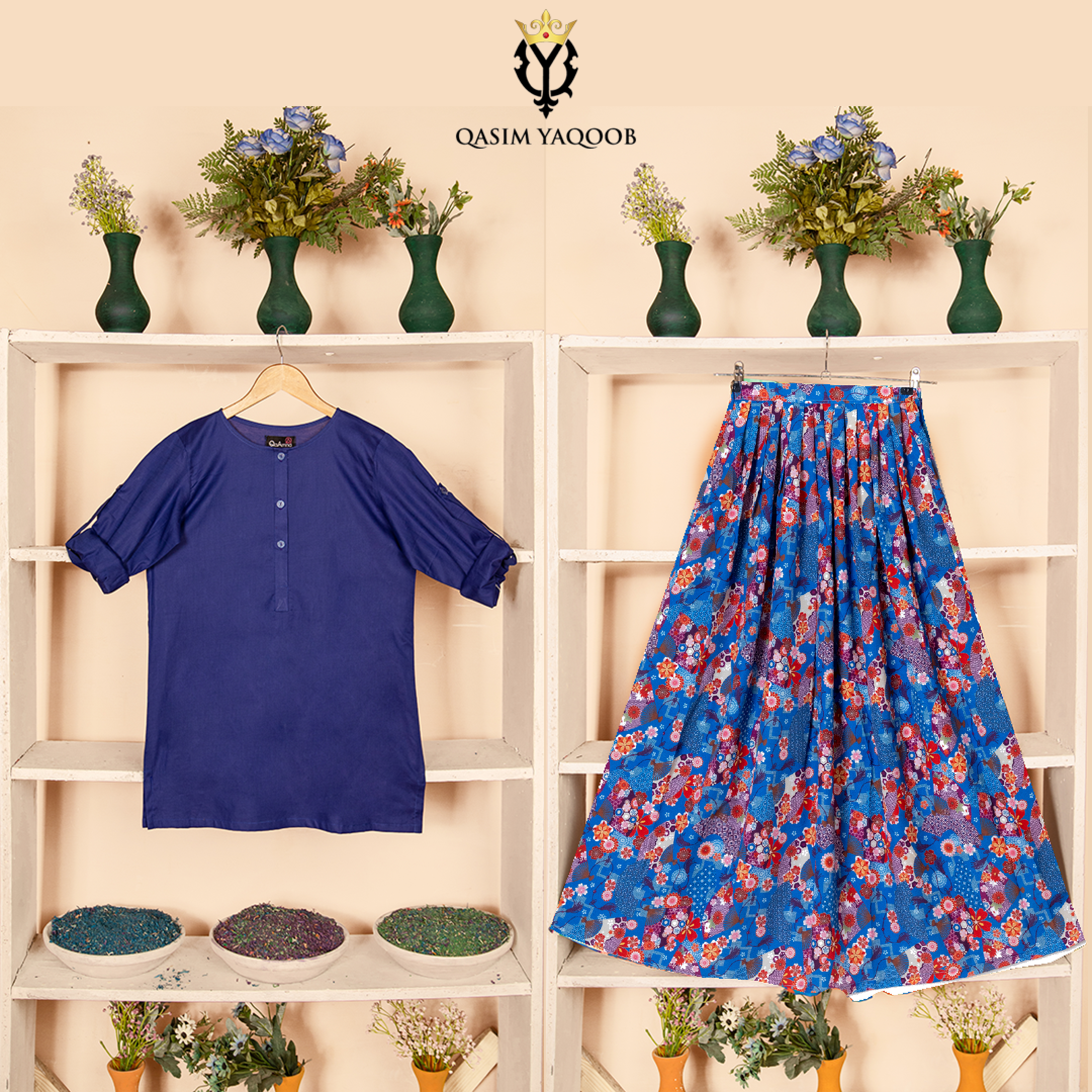 SK-72 Shirt and Skirt Set Qasim Yaqoob Pakistan