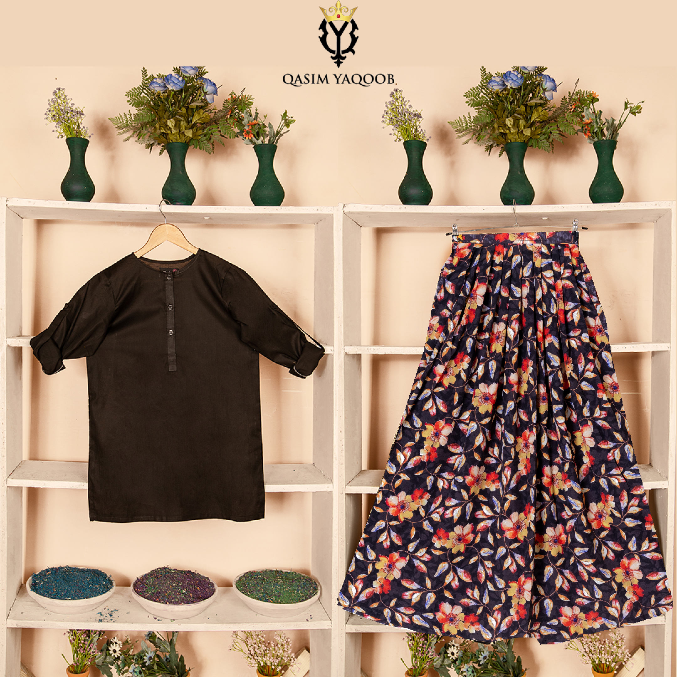 SK-73 Shirt and Skirt Set Qasim Yaqoob Pakistan