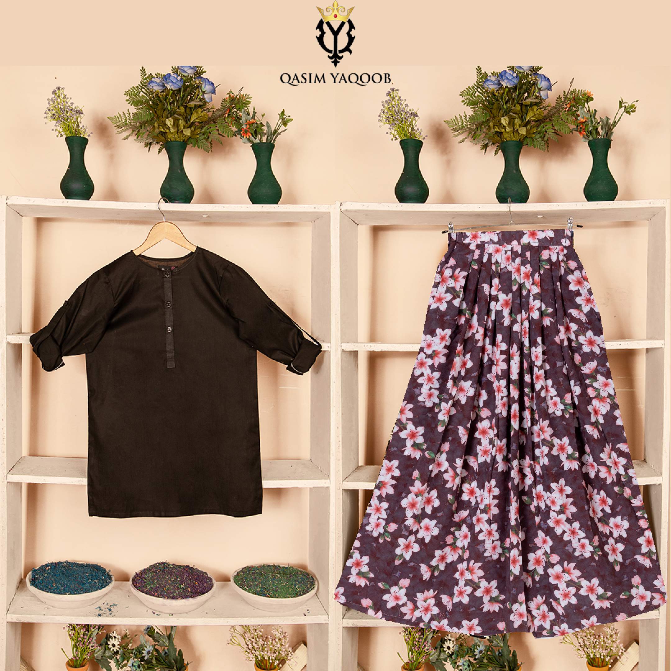 SK-74 Shirt and Skirt Set Qasim Yaqoob Pakistan