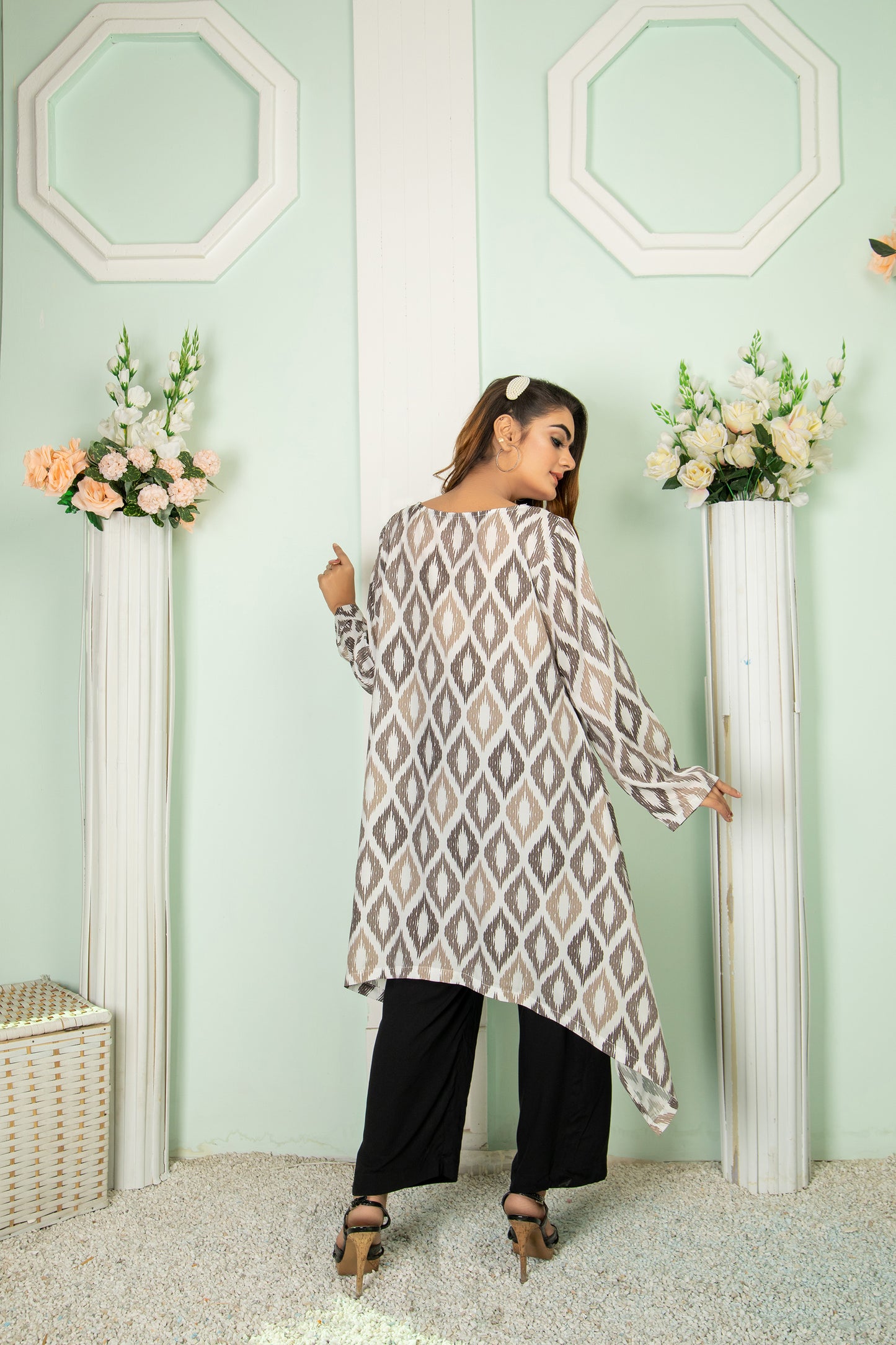 IKAT SIDE DRAPS LONG SHIRT