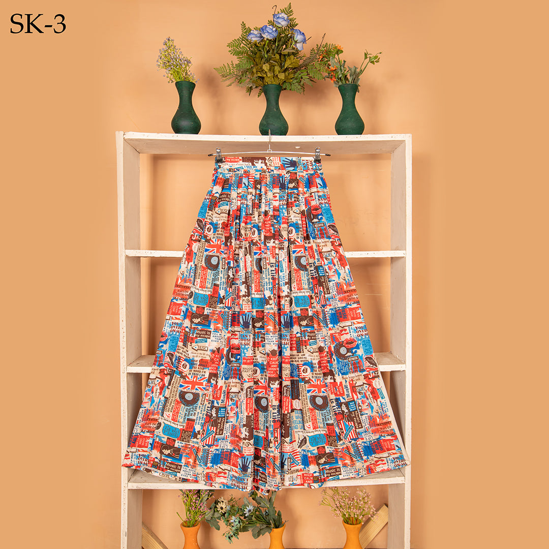 Qasim Yaqoob SK-3 Newspaper Print Skirt Pakistan