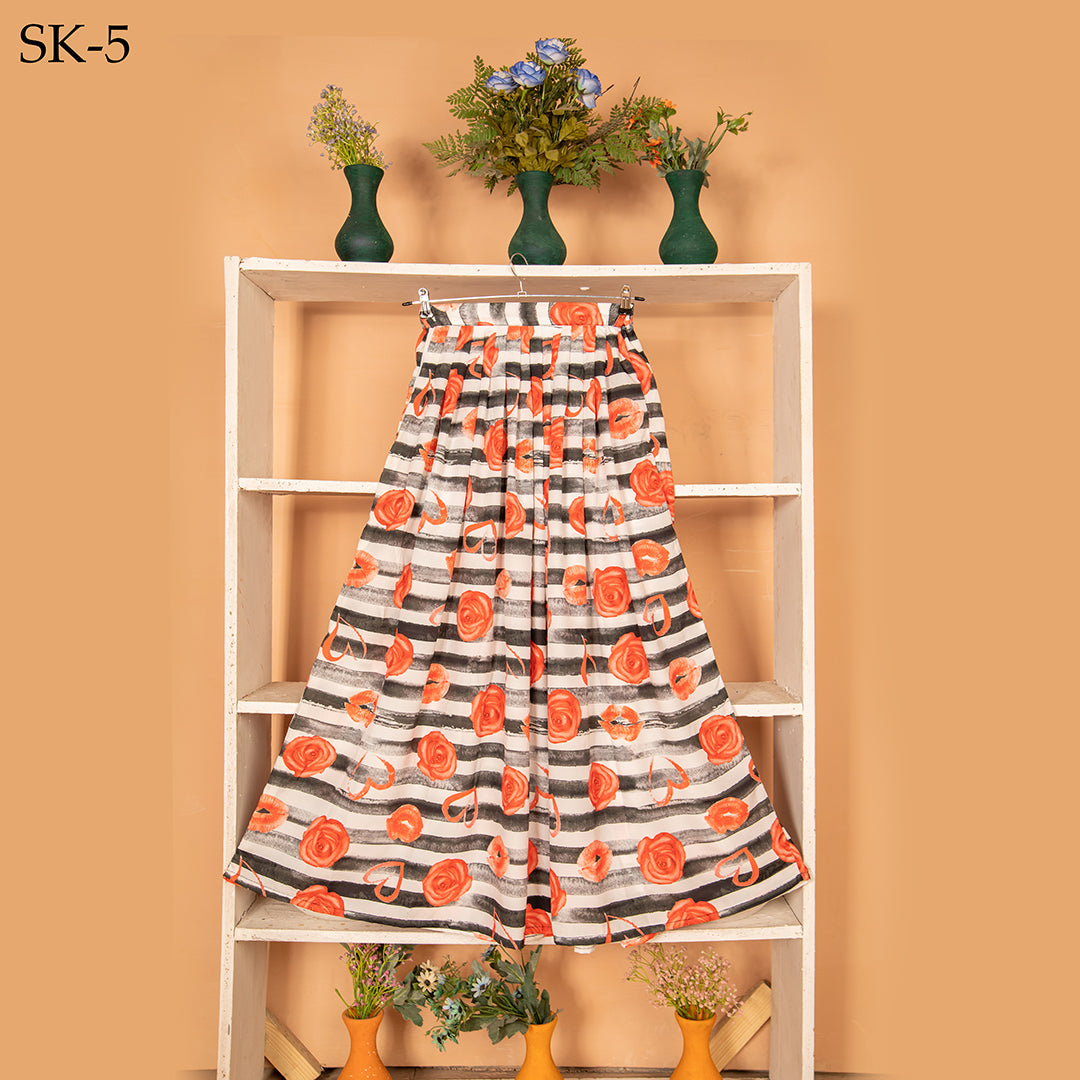Qasim Yaqoob SK-5 Red Lip Bold Print Skirt Pakistan