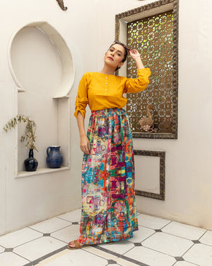 Geometric Texture QY-314 Printed Skirt Set Qasim Yaqoob Pakistan