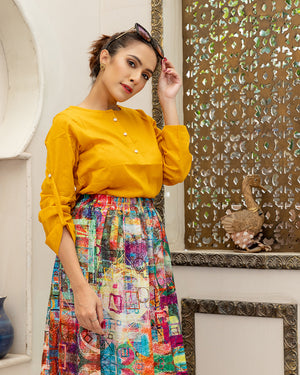 Buy Geometric Texture QY-314 Skirt Online Pakistan Qasim Yaqoob