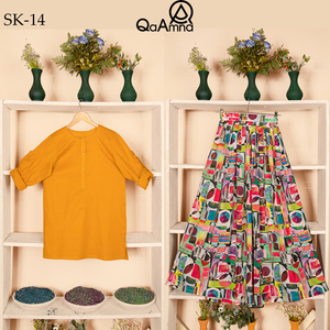 SK-14 Multi Circle Silk Skirt Set Qasim Yaqoob Pakistan