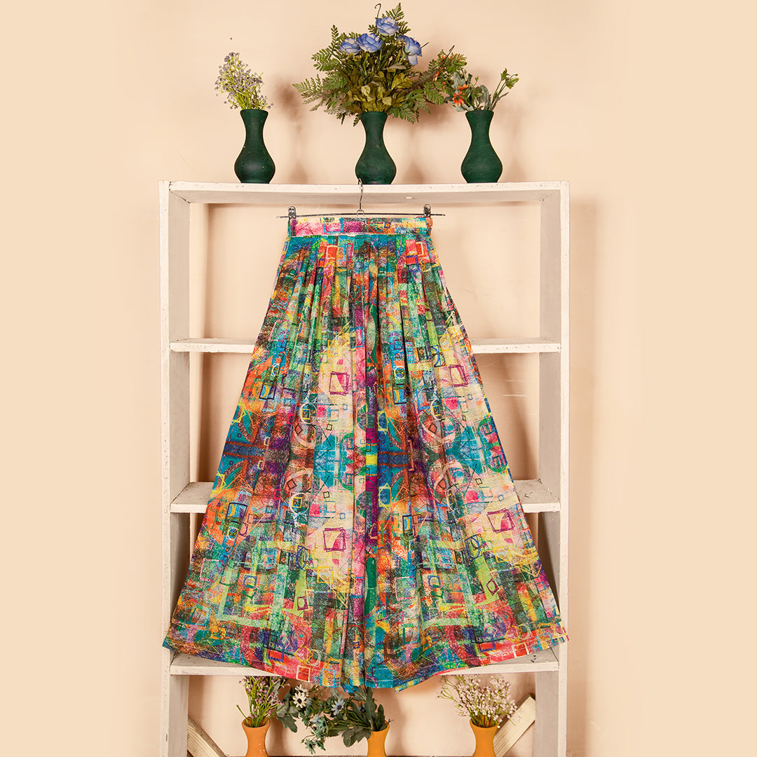 SK-18 Geometric Texture Designer Skirt Qasim Yaqoob Pakistan