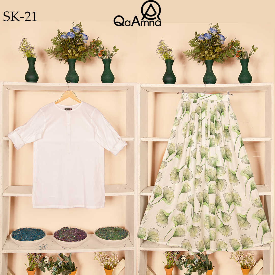SK-21 Tulip Silk Skirt Set Qasim Yaqoob Pakistan