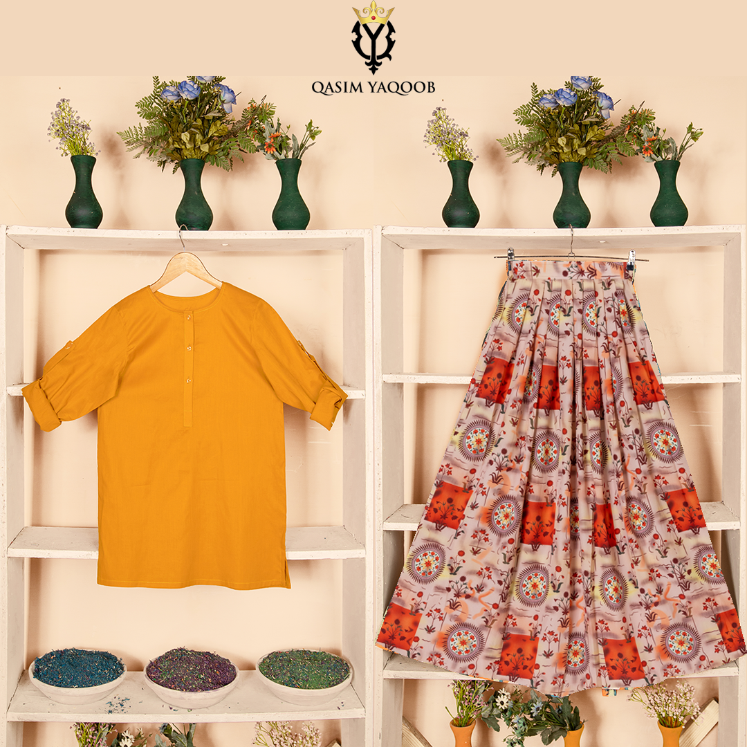 SK-56 Shirt and Skirt Set Qasim Yaqoob Pakistan