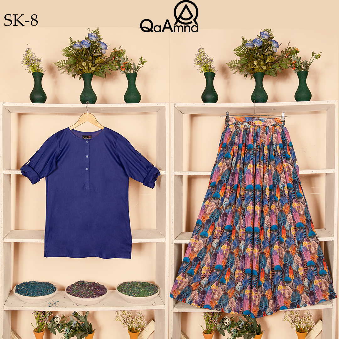SK-8 Bird Wing Silk Skirt Set Qasim Yaqoob Pakistan
