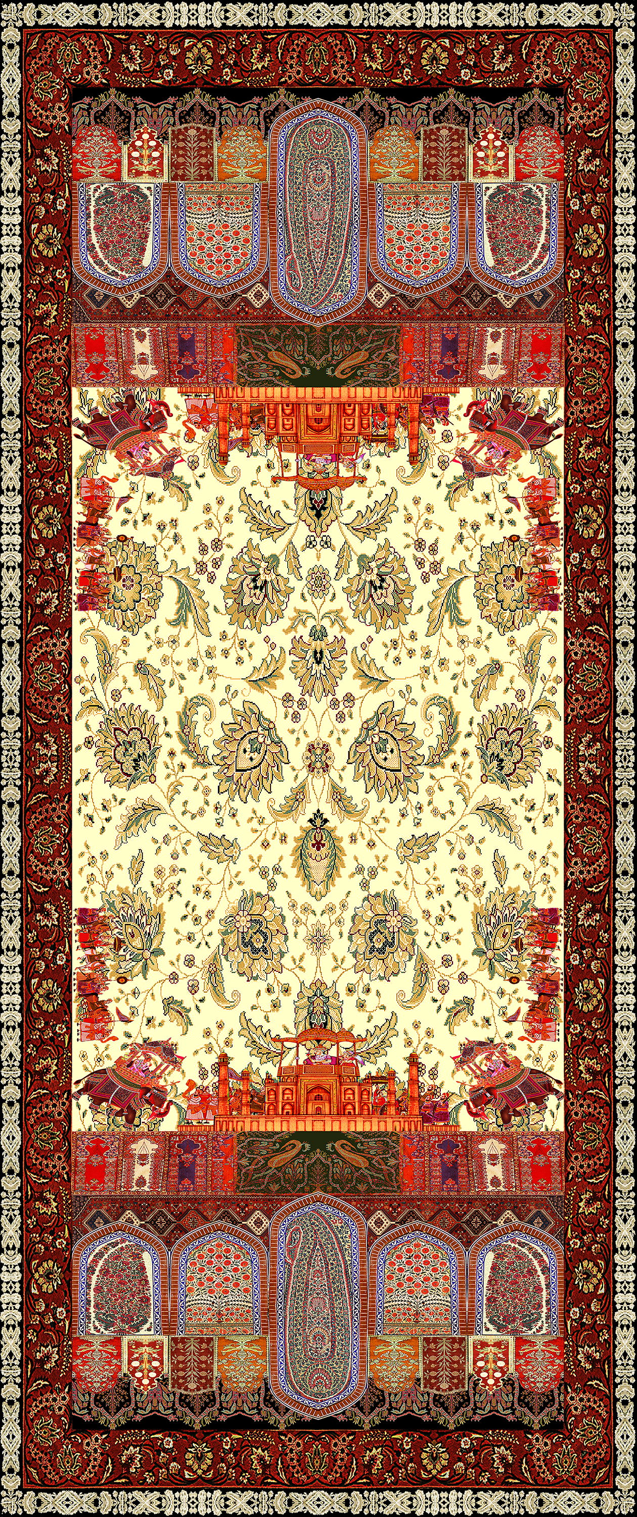 MUGHAL  ART THEAM SHAWL