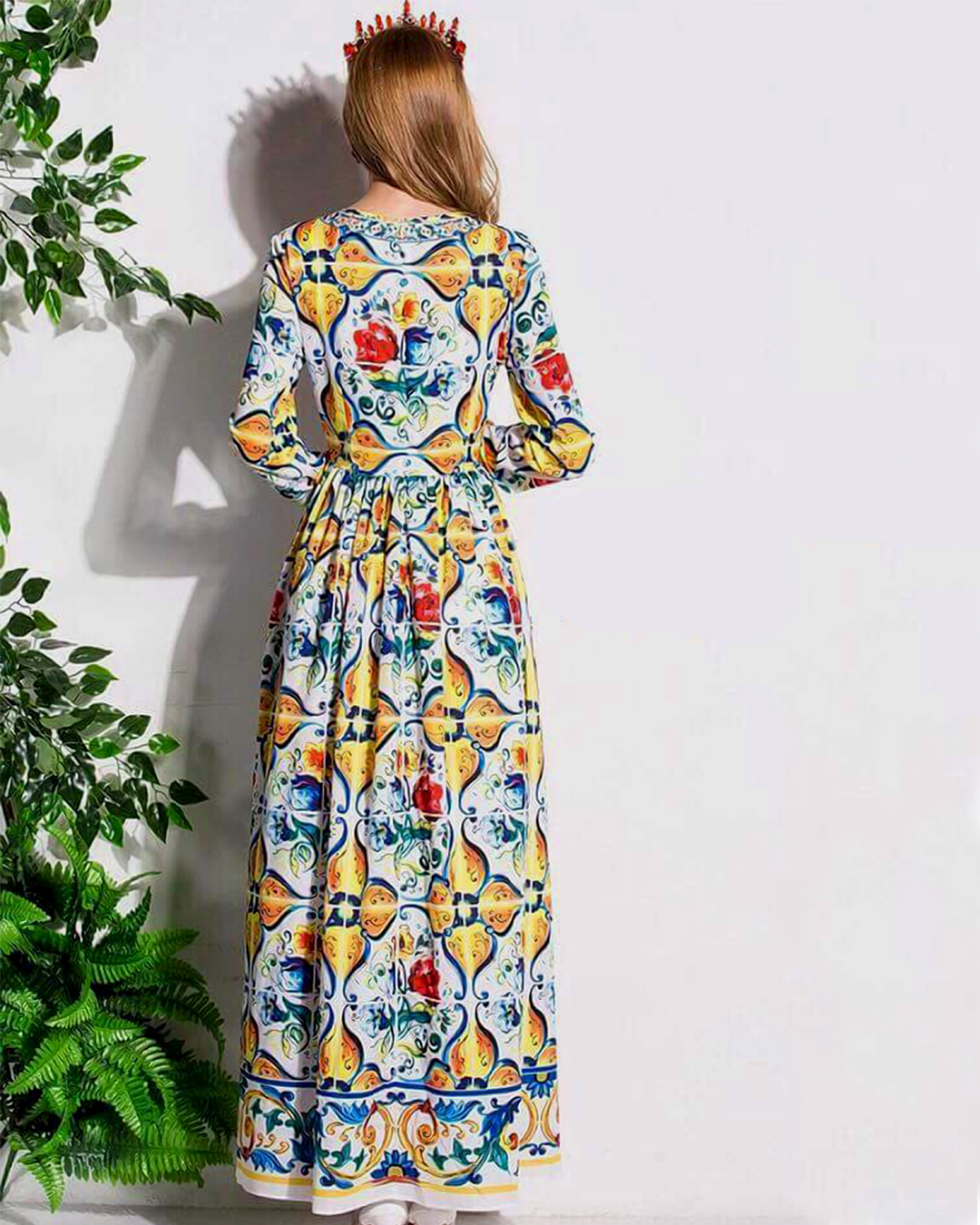 Ethnic Print Long Maxi Dress