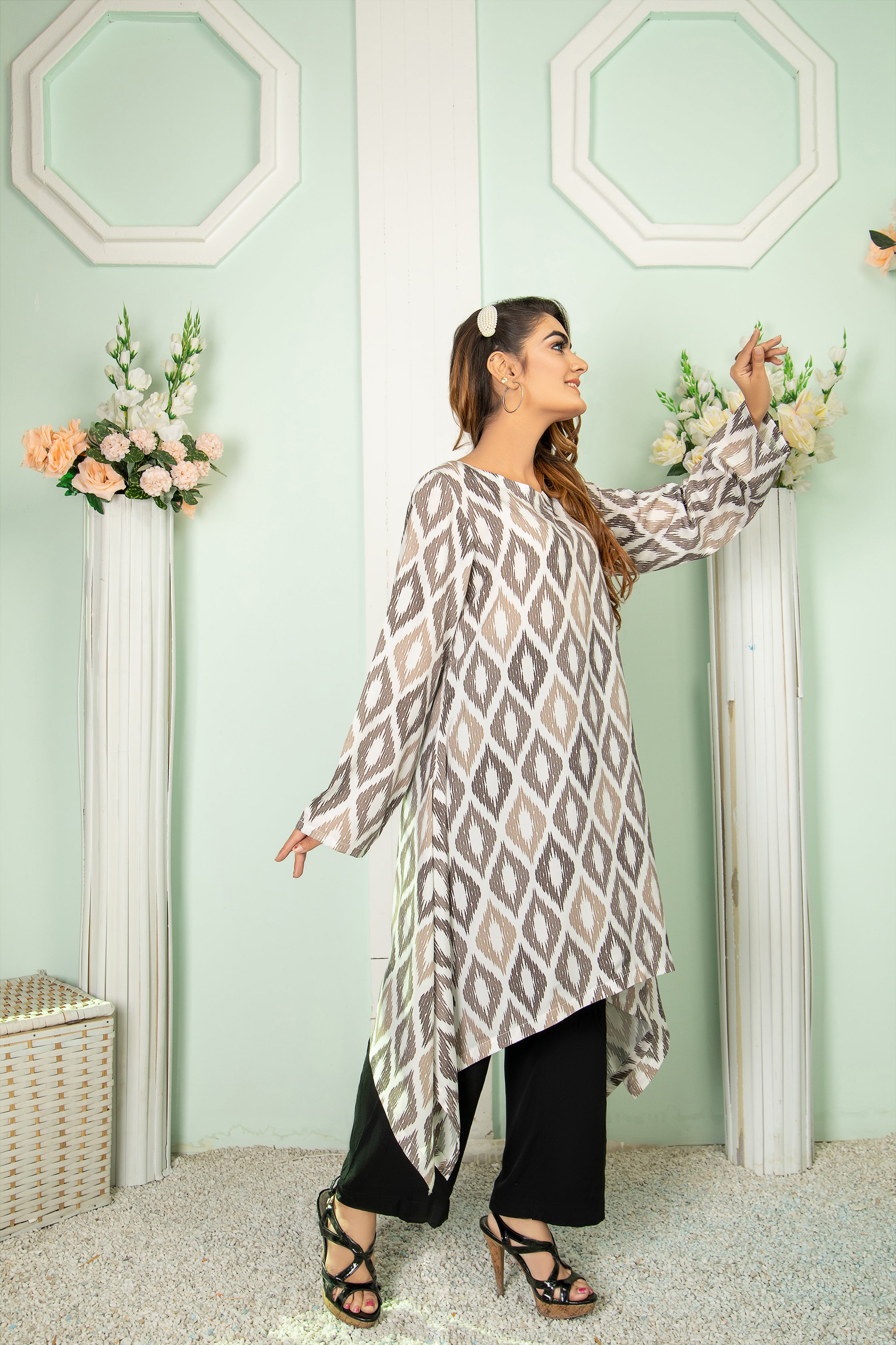 IKAT SIDE DRAPS LONG SHIRT